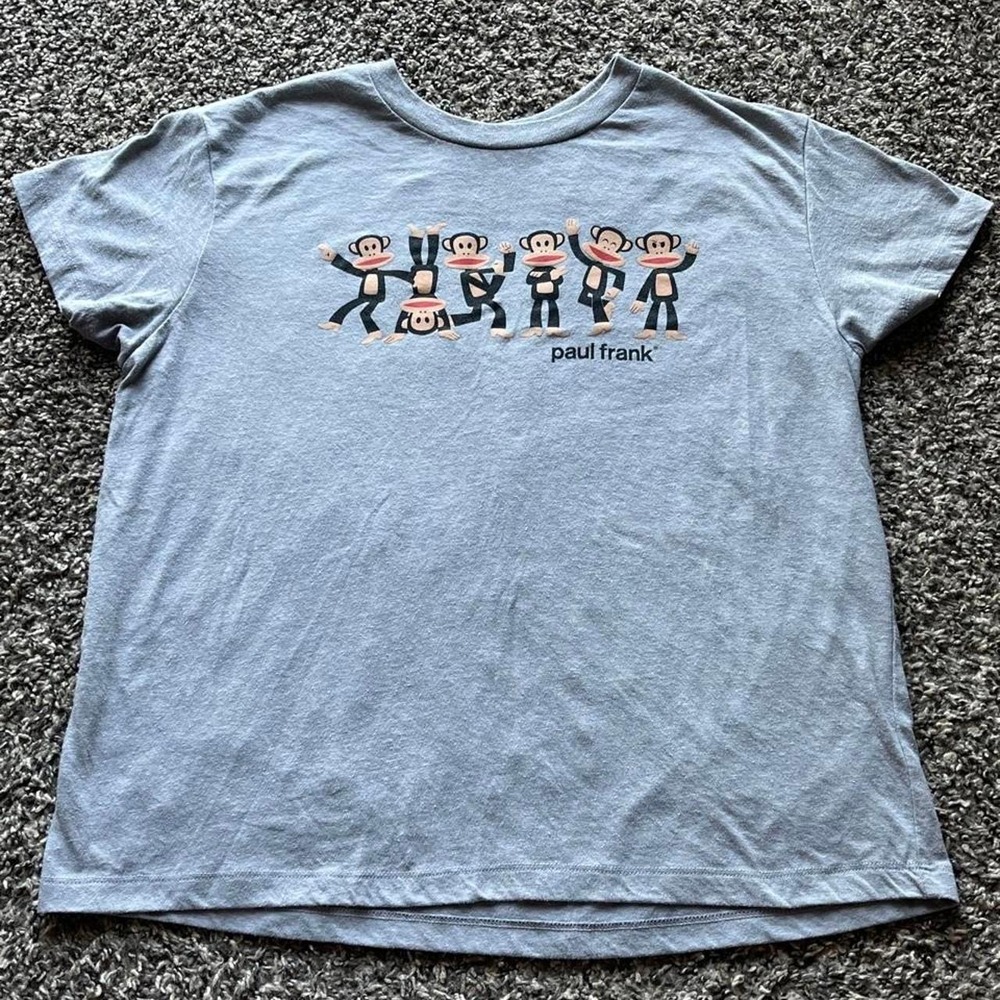 Paul Frank Julius the Monkey Graphic T-Shirt Heather Gray Womens Large Y2K